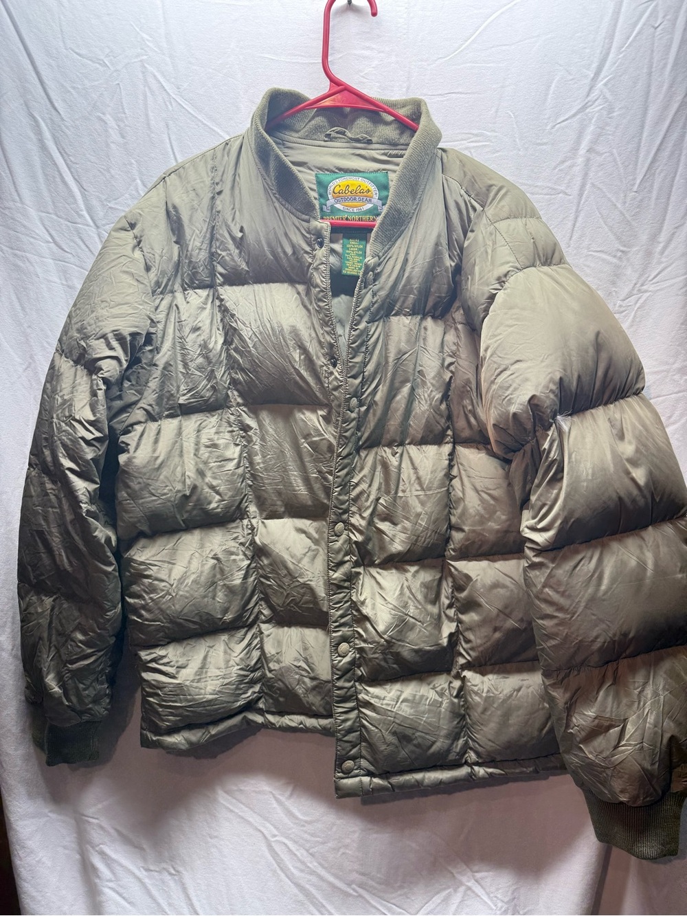 Cabela’s Premier Northern Goose Down Puffer Jacket Men’s Large Olive